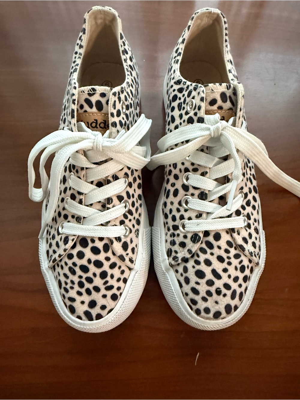 Mudd Leopard Spot Low-Top Sneakers in Cream and Black